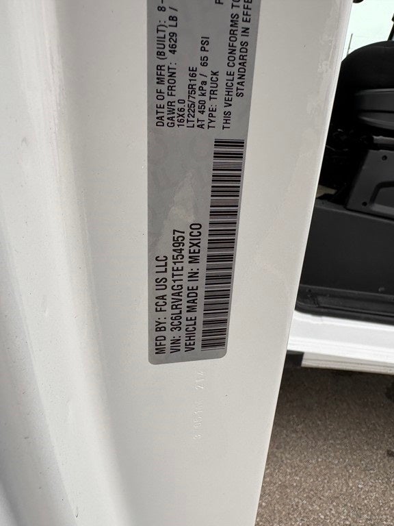 2026 RAM ProMaster 1500 Low Roof