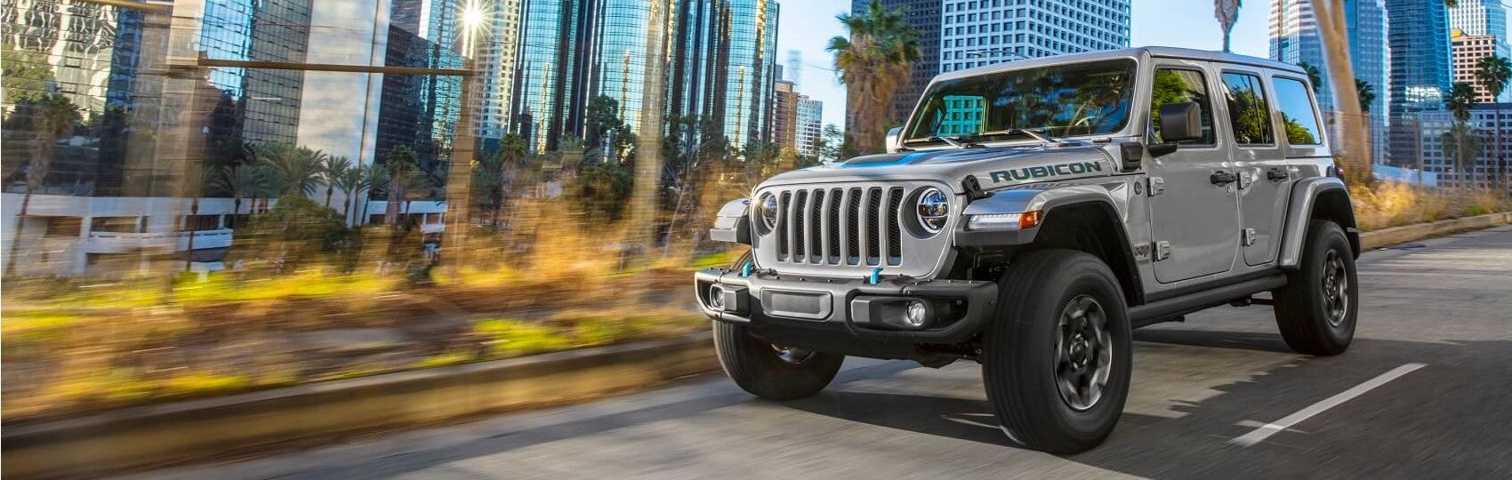 Jeep Wrangler Driving in the City Snipped